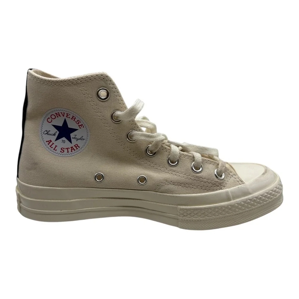 Converse Chuck 70 Hi Comme des‎ Garcons PLAY Sneakers Beige Heart Logo Size 5 - Picture 8 of 10
